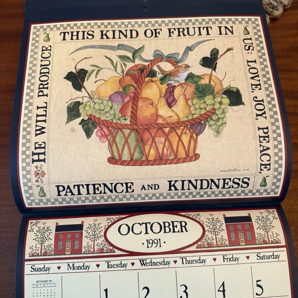 1991‎ Country Sampler Calendar –Noah's Ark – 12x12 – Folk Art Cottagecore